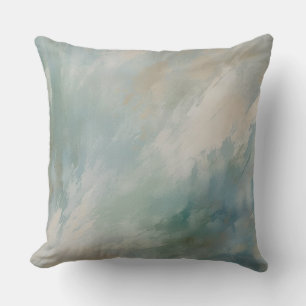 Abstract Blue Green Muted Print Throw Pillow