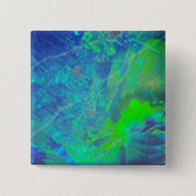 ABSTRACT BLUE GREEN OPAL PHOTO 2 INCH SQUARE BUTTON (Front)