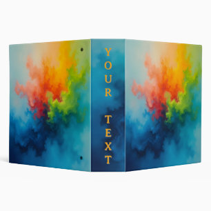 Abstract Blue Green Orange Paint Pour Binder