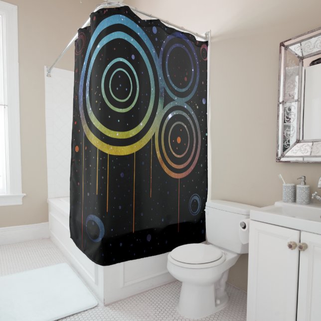 Abstract Blue, Green & Orange Space Circles Design (In Situ)
