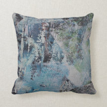 Abstract Blue & Green Scratch Pillow