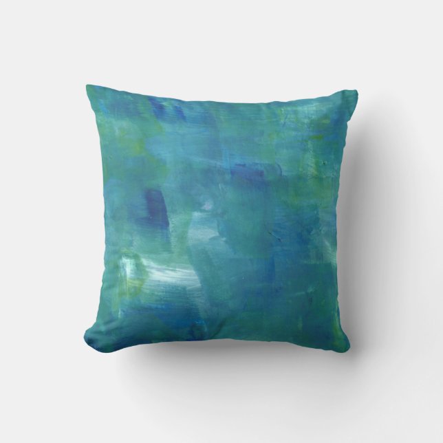 Abstract Blue Green Sentiment. Throw Pillow (Front)