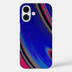 Abstract Blue Grey Magenta Fractal Art iPhone 16 Case