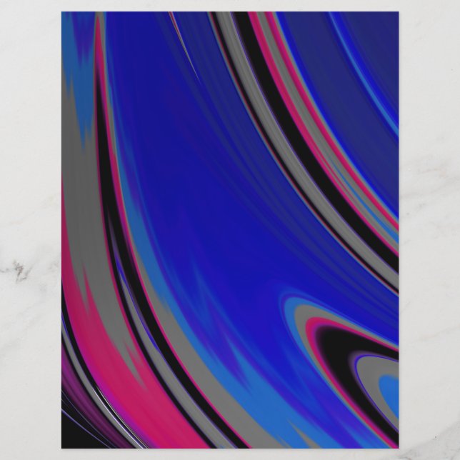 Abstract Blue Grey Magenta Fractal Scrapbook Paper (Front)