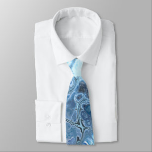 Abstract Blue & Grey Marble Ice Fluid Texture Tie