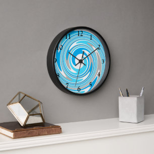 Abstract Blue & Grey Spiral Wall Clock