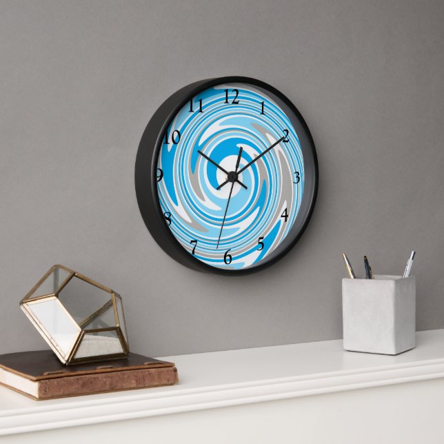 Abstract Blue & Grey Spiral Wall Clock (Office)