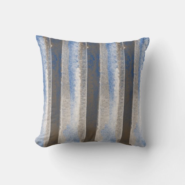 Abstract Blue Grey Tan Cream Modern  Throw Pillow (Front)