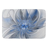 Abstract Blue Grey Watercolor Fractal Art Flower