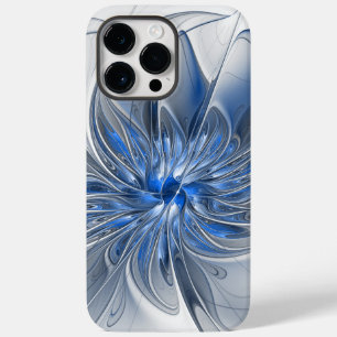 Abstract Blue Grey Watercolor Fractal Art Flower Case-Mate iPhone 14 Pro Max Case