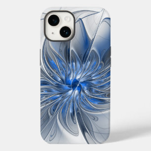 Abstract Blue Grey Watercolor Fractal Art Flower Case-Mate iPhone 14 Case