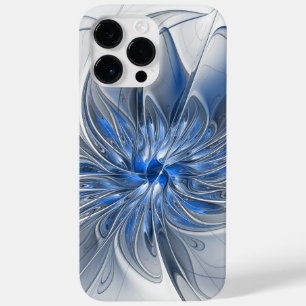 Abstract Blue Grey Watercolor Fractal Art Flower Case-Mate iPhone 14 Pro Max Case