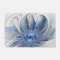 Abstract Blue Grey Watercolor Fractal Art Flower