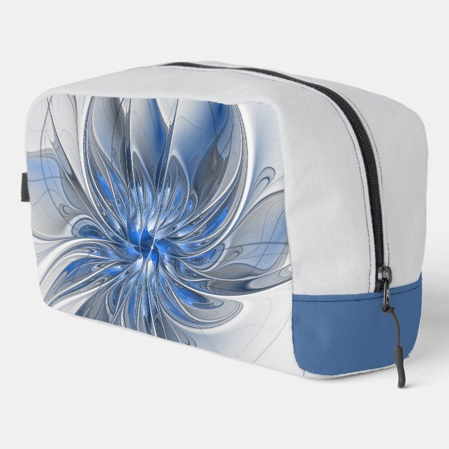 Abstract Blue Grey Watercolor Fractal Art Flower Dopp Kit (Right Corner)