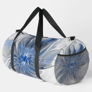 Abstract Blue Grey Watercolor Fractal Art Flower Duffle Bag
