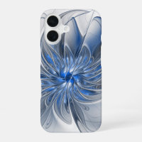 Abstract Blue Grey Watercolor Fractal Art Flower