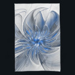 Abstract Blue Grey Watercolor Fractal Art Flower Kitchen Towel<br><div class="desc">A unique fantasy flower with shades of blue and grey,  abstract and elegant.
Unusual design for your decorative floral kitchen towel and more.</div>