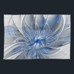 Abstract Blue Grey Watercolor Fractal Art Flower Kitchen Towel<br><div class="desc">Unique fantasy flower with shades of blue and grey,  abstract and elegant.
Design for your kitchen towel and more.</div>