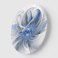Abstract Blue Grey Watercolor Fractal Art Flower