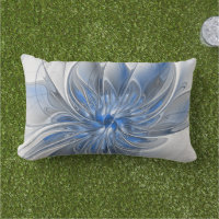 Abstract Blue Grey Watercolor Fractal Art Flower