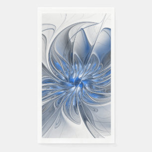 Abstract Blue Grey Watercolor Fractal Art Flower Napkin