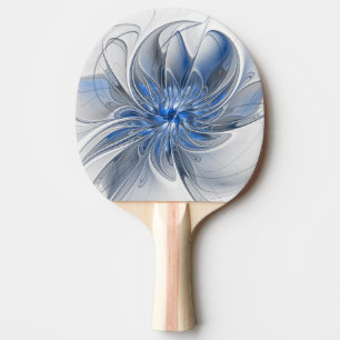 Abstract Blue Grey Watercolor Fractal Art Flower Ping Pong Paddle