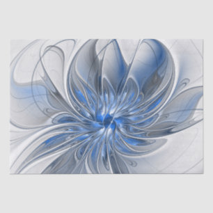 Abstract Blue Grey Watercolor Fractal Art Flower Tissue Paper