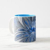 Abstract Blue Grey Watercolor Fractal Art Flower