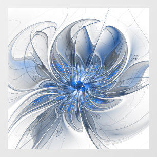 Abstract Blue Grey Watercolor Fractal Art Flower Window Cling