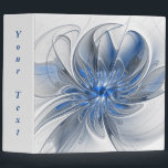 Abstract Blue Grey Watercolor Fractal Flower Text Binder<br><div class="desc">Unique fantasy flower with shades of blue and grey,  abstract and elegant.
Design for your ring binder and more.
Customize the product by adding your own
text or name using the text template.</div>