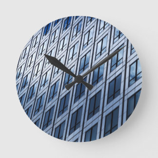 Abstract Blue Grey Windows Round Clock