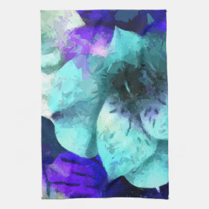 Abstract Blue Hibiscus Flower Kitchen Towel