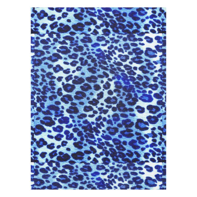 Abstract Blue Hipster Cheetah Animal Print Tablecloth (Front)