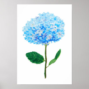 abstract blue hydrangea watercolor poster