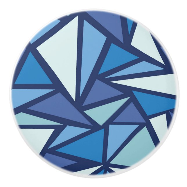 Abstract Blue Ice Crsytal Pattern Ceramic Knob (Front)