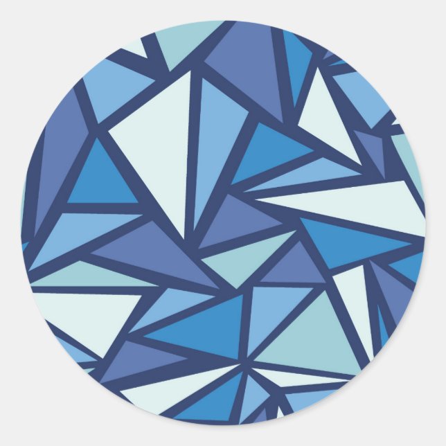 Abstract Blue Ice Crsytal Pattern Classic Round Sticker (Front)