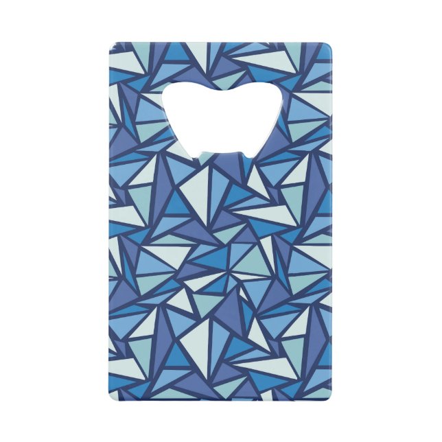 Abstract Blue Ice Crsytal Pattern Credit Card Bottle Opener (Front)