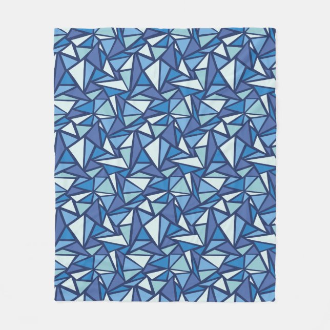 Abstract Blue Ice Crsytal Pattern Fleece Blanket (Front)