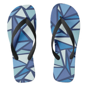 Abstract Blue Ice Crsytal Pattern Flip Flops