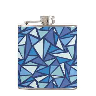 Abstract Blue Ice Crsytal Pattern Hip Flask