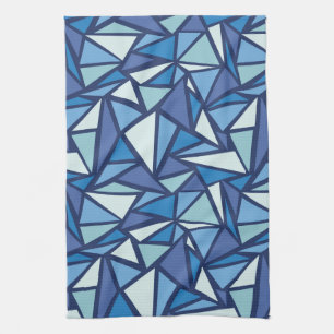 Abstract Blue Ice Crsytal Pattern Kitchen Towel