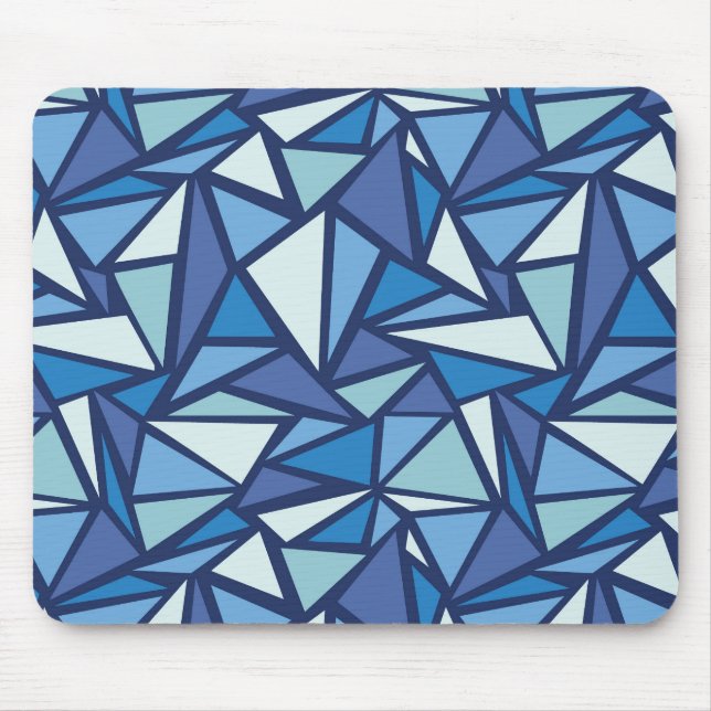 Abstract Blue Ice Crsytal Pattern Mouse Pad (Front)