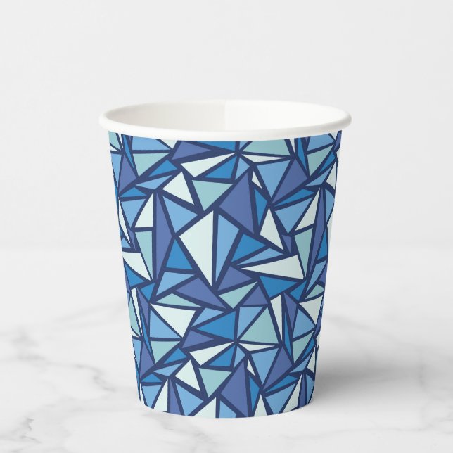 Abstract Blue Ice Crsytal Pattern Paper Cups (Left)
