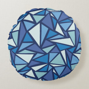 Abstract Blue Ice Crsytal Pattern Round Pillow