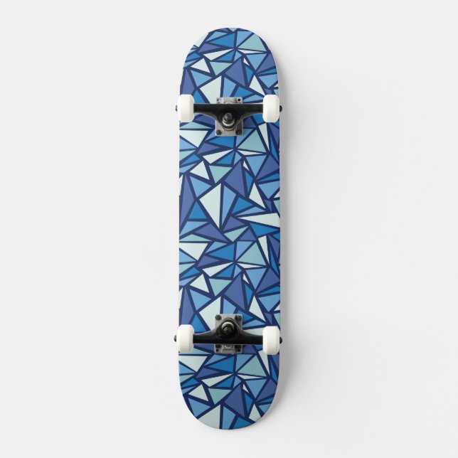 Abstract Blue Ice Crsytal Pattern Skateboard (Front)