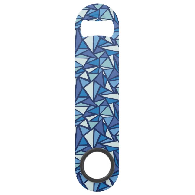 Abstract Blue Ice Crsytal Pattern Speed Bottle Opener (Front)