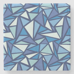 Abstract Blue Ice Crsytal Pattern Stone Coaster