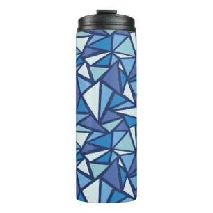 Abstract Blue Ice Crsytal Pattern Thermal Tumbler