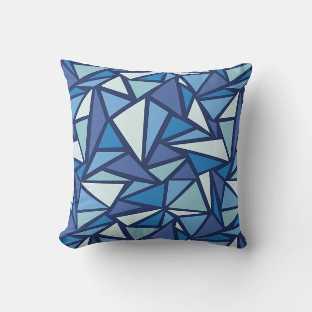 Abstract Blue Ice Crsytal Pattern Throw Pillow (Front)