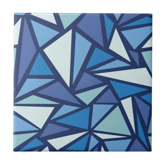 Abstract Blue Ice Crsytal Pattern Tile (Front)